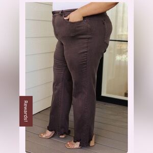 Judy Blue Woman's Plus-Size espresso Wide-Leg High-Waist Stretch Jeans Sz 22W